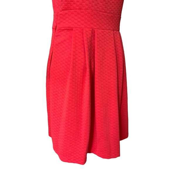 Jessica Simpson Coral Fit & Flare Dress Sz 8 (Medium) Womens Orange Zip Front Cu - Picture 7 of 14